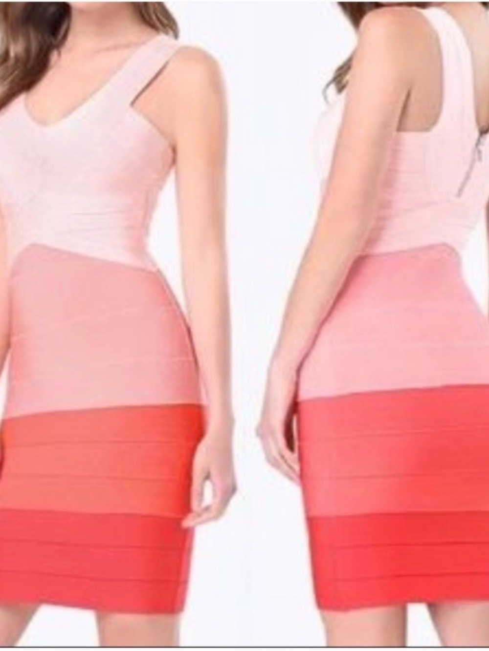 bebe Ombre Pink to Coral Bandage Mini Dress new